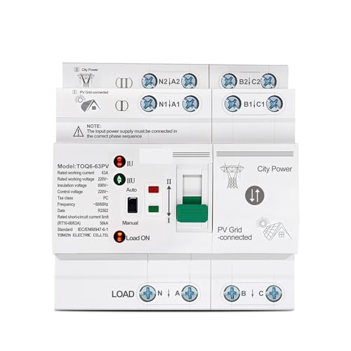 Interruptor de transferencia TOQ6 PV ininterrumpido dual ATS LN de 220V con conmutación instantánea