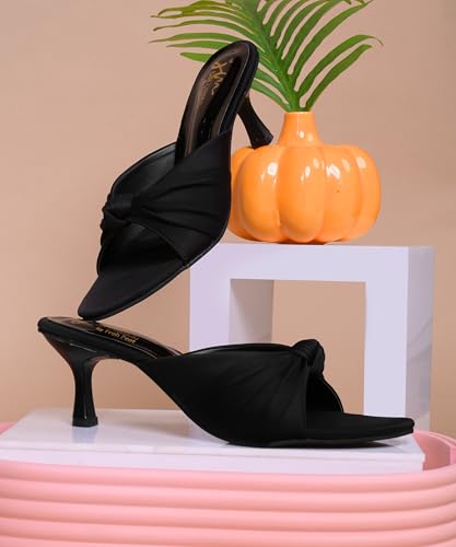 Image of JM LOOKS Women Elegant Knot Front Kitten Heel Sandals Stylish Slip On Low Block Dress Mules