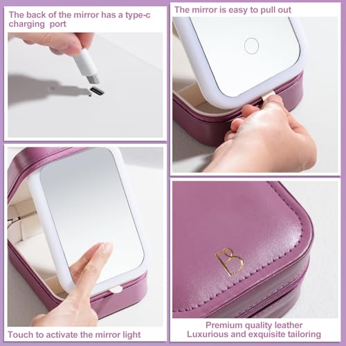 50% Off BS-MALL Travel LED Makeup Mirror Case with Storage