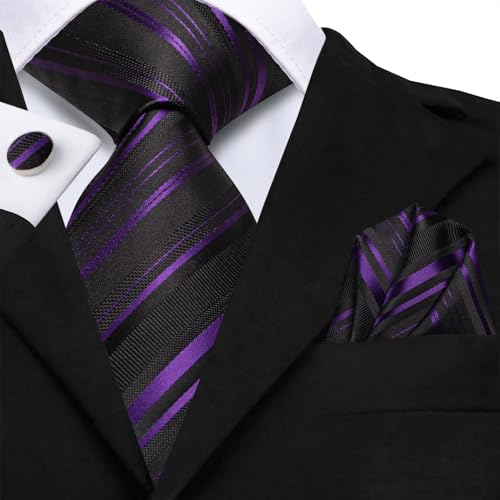 Image of Hi-Tie Men 63inches Tie Set Extra Long Necktie Paisley Tie Pocket Suqare Cufflinks Big and Tall Men Tie