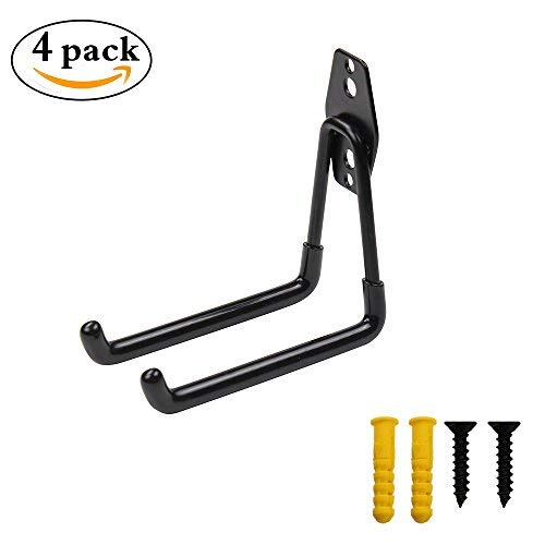 FRMSAET Hardware Tool Organizer Bicycle Hook Water Pipe Hanger Heavy Duty Steel L-Storage Utility Wall Hooks Home Garage Workshop Storage.etc (4, Black)