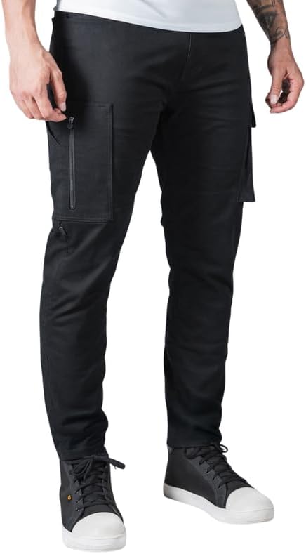 NBT Clothing Scout Cargo Motorcycle Pants - CE A-Rated Armor, Abrasion-Resistant, Modern Fit, Breathable Woven, Black