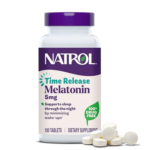 Natrol Melatonin 5 mg Time Release Dietary Supplement to Minimize Wake Ups Nighttime Sleep Aid 100 Tablets Up to a 100 Day Supply