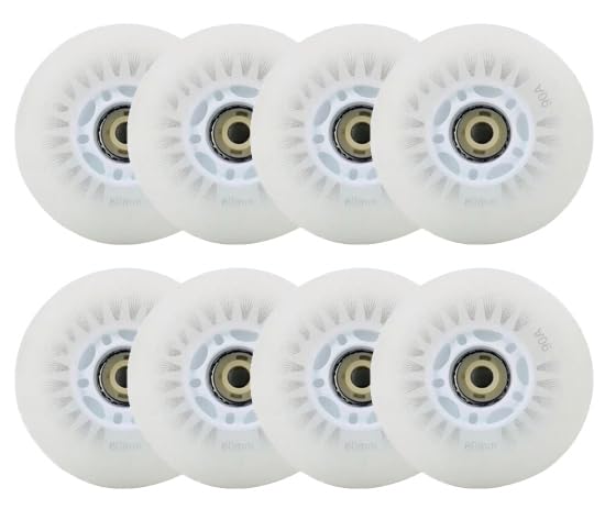 LED Light-Up Inline Skate Wheels, 8-Pack, 70-80mm, 90A Hardness, Night Safety Illumination (White light wheel, 80mm)