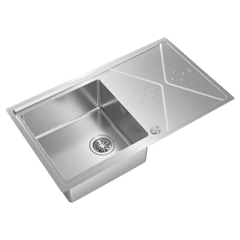 Teka Fregadero de 1 Cubeta con Escurridor en Acero Inoxidable 18/10, SilentSmart, Doble Instalación, 50 cm, Modelo Brooklyn 50 M-XP 1B 1D