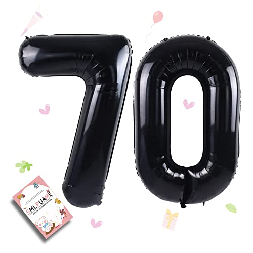 Image of 40 Inch Black Number 70 Balloons, 70th Birthday Party Decorations