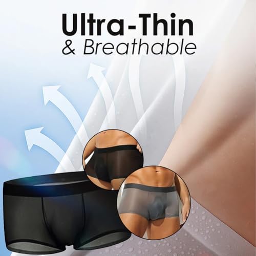 Niksy Underwear, Men's Ultra-Thin Ice Silk Transparent Boxer Briefs, Summer Cooling Underpants for Running & Daily Use4