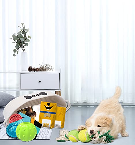 Caixa de brinquedo de cachorro de corda de algodão com alça, cesta de brinquedo para animal de estim