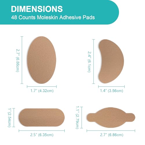 Image of Moleskin for Feet, Moleskin for Blisters, Moleskin Adhesive Pads for Feet Heels, Skin Tape Sticker Patch for Feet (8 Sheets - 48 Pieces Total)