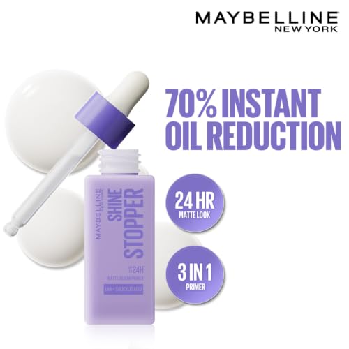 Image of Maybelline New York Shine Stopper Primer | 3-in-1 Serum Primer for Oily Skin to Prime, Mattify, Hydrate with LHA & Salicylic Acid