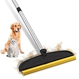 BALORAY Carpet Rake for Pet Hair Removal: 60" Adjustable Long Handle Pet Hair Removel Tool, 2 in 1 TPU and Copper Pet Hair Remover Broom, Reusable Cat Dog Hair Remover Carpet Scraper (Black)