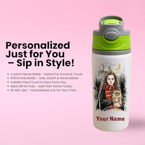 Image of Personalised Aluminium Water Bottle for Kids | Custom Name Cartoon Theme | 600ml Leakproof Bottle | Gift for Brother, Sister, Kids|Customise Gift