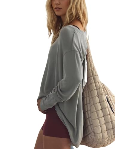 Womens Open Back Workout Tops Oversized Long Sleeve Athletic Shirts Casual Loose Gym Yoga Running Activewear T Shirts3