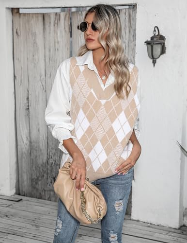 Image of Beyove Sweater Vest Sleeveless Oversized V Neck Sweaters Knitted Vest Pullover Tank Top