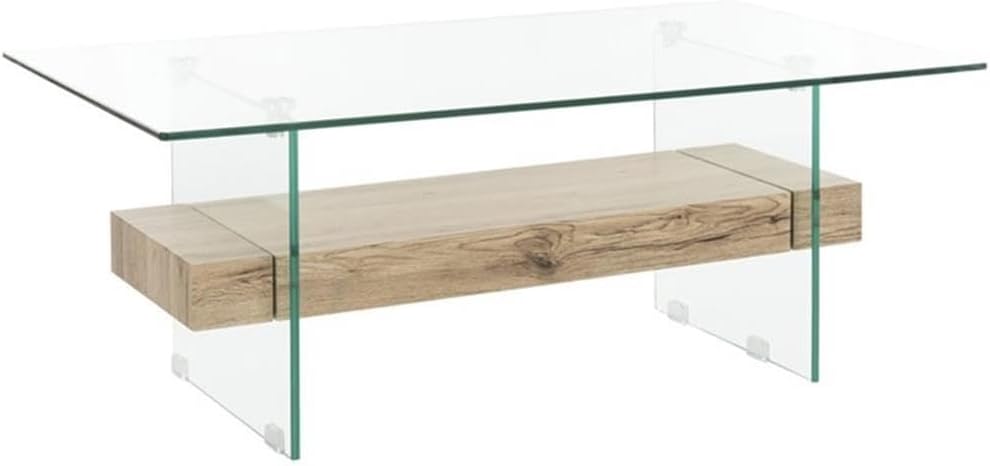 Safavieh Home Kayley Natural and Glass Coffee Table