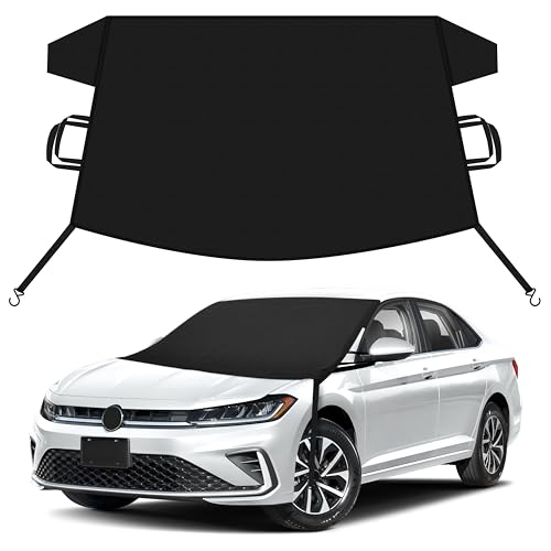 Image of EcoNour Car Snow Cover Compatible for Volkswagen Jetta | Windshield Cover for Ice and Snow with S-Hook Straps | Heavy-Duty 600D Oxford Winter Car Cover, Waterproof & Anti-Slip
