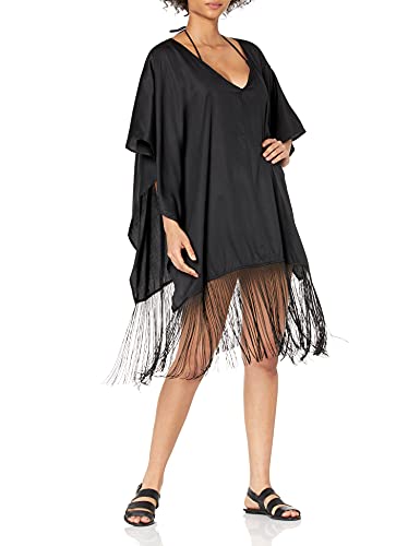 BCBGMAXAZRIA Damen Fringe Tunic Cover Up berwurf fr Schwimmbekleidung, schwarz, XS/S Cover