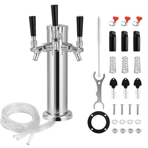 3 Tap Beer Tower Stainless Steel Kegerator Kit