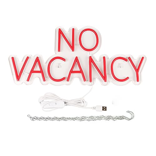 Image of NO VACANCY Neon Signs for Wall Decor Neon Lights for Bedroom Led Business Signs Suitable for Hotels Christmas Birthday Party Unique Gift for Lover, 5V Power Adapter, 16 * 7.3 Inch(Red)