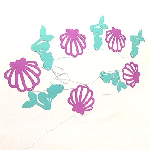 Banner com tema de sereia, balões de látex de papel, borlas de flores, linda faixa de aniversário pa