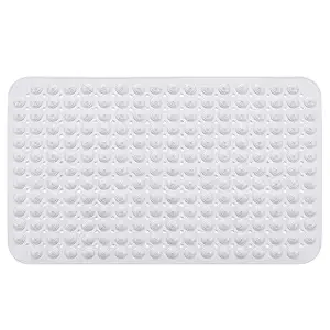 Lifekrafts Polyvinyl Chloride Experia Anti Slip Shower Bath Mats with Accu-Pebble (88X58cm, White)