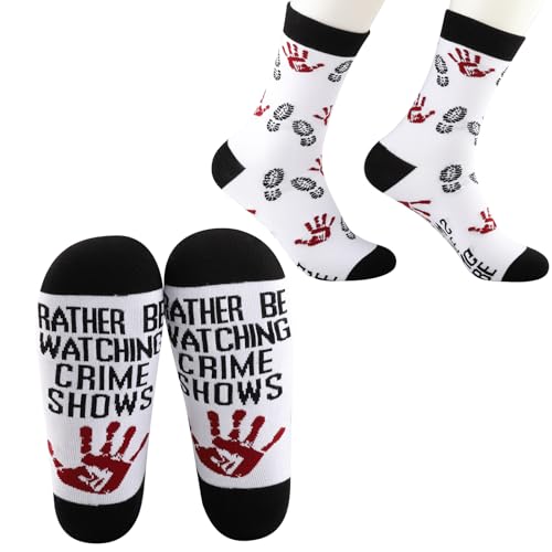 True Crime Socks 2 Pairs Rather Be Watching Crime Show Socks True Crime Gift True Crime Lover Gift...