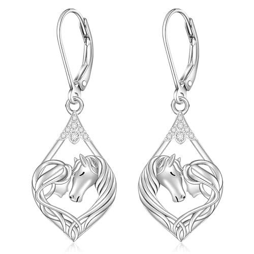 Horse Earrings for Women Sterling Silver Horse Dangle Earrings Lover Gifts Western Equestrian Suds Charms Christmas Jewelry