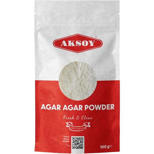 Aksoy Agar Agar Powder 100g Vegan Gelatine Replacement for Jelly & Desserts Food Grade Non-GMO Suitable for Vegans & Vegetarians
