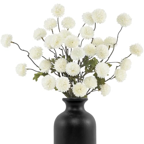 LEUCHTAMOR 6PCS Chrysanthemum Stems Artificial Flowers Ivory