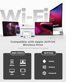 MUNBYN Wireless Wi-Fi Thermal Printer Shipping Label Printer, Compatible with AirPrint iPhone, iPad, MacOS, Android Windows Suit for Small Business, Etsy, Ebay, USPS, No Ink, Fast & Clear Printing