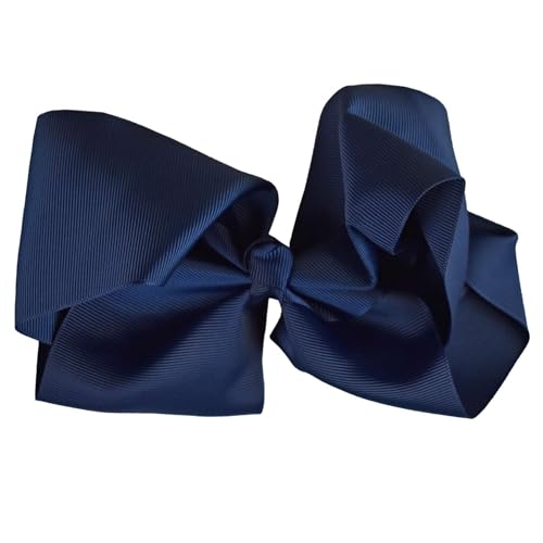 NYFASHION101 Women's Girls' Smooth Grosgrain Ribbon Bow Alligator Clip, Jumbo Navy