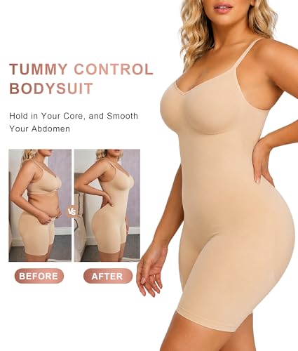 Image of SHAPERX Shapewear for Women Tummy Control Bodysuit Mid Thigh Butt Lifter Body Shaper Shorts