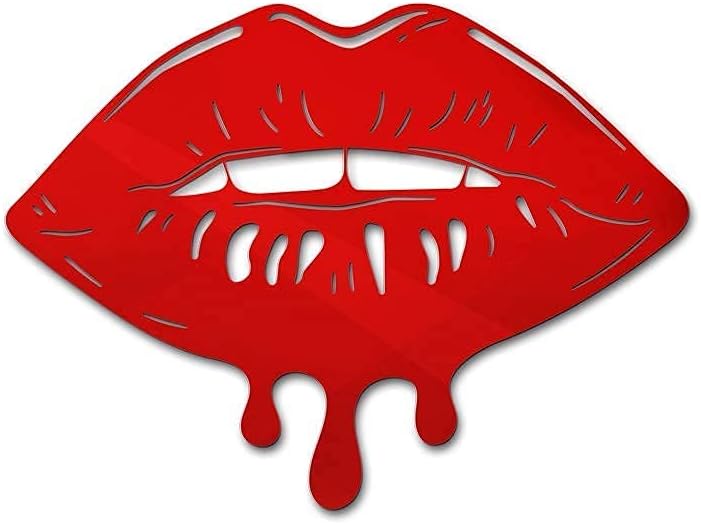 4ArtWorks - Melting Lips Wall Art - Ready to Hang Acrylic Wall Decorations for Bedrooms, Dorms, Living Rooms, Boutiques & More - Hand Assembled & Made in The USA - Modern Home Decor (Red Mirror 14x11x1)