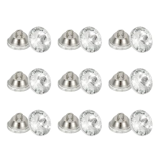 QUARKZMAN 25 Imitación Diamante Cristal Botones, 18mm para tapicería botones capitoné con Metálico Bucle para Costura Sofá Cama Cabecero Bricolaje Manualidades Decoración (Cúbica)