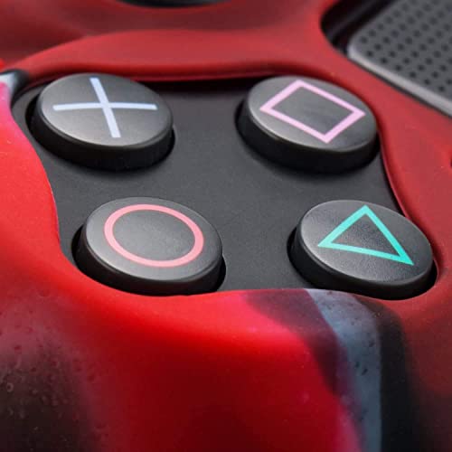 Image of PSS Studded Dots Silicone Rubber Gel Customizing Cover for PS4 /slim /Pro Dualshock 4 Controller Soft Silicone Case Cover Gel Skin Protective for PS4 Wireless Controller (Red Como Dot)