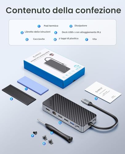 8 in 1 USB C Docking Station con Case SSD M.2 - Hub USB - Immagine 8