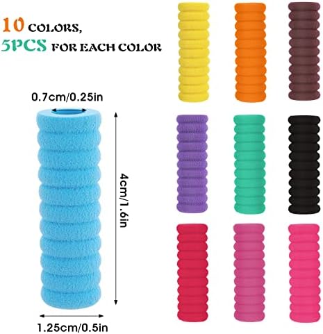 Abeillo 50 Pcs Foam Pencil Grips for Children Handwriting, Posture Correction Writing Aid Pen Grips Trainer, Ergonomic Writing Pencil Grip for Children, Kids and Adults (Multicolour)