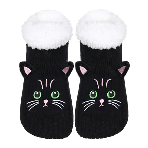 Image of ZYZX Cute Cat Slipper Socks for Women with Grips,Fuzzy Socks Indoor