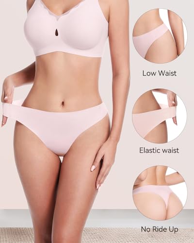 Image of LUCKMEEY Seamless Thongs for Women No Show Thong Panties for Women No Line G-String Thongs Sexy Shapewear Underwear Pack