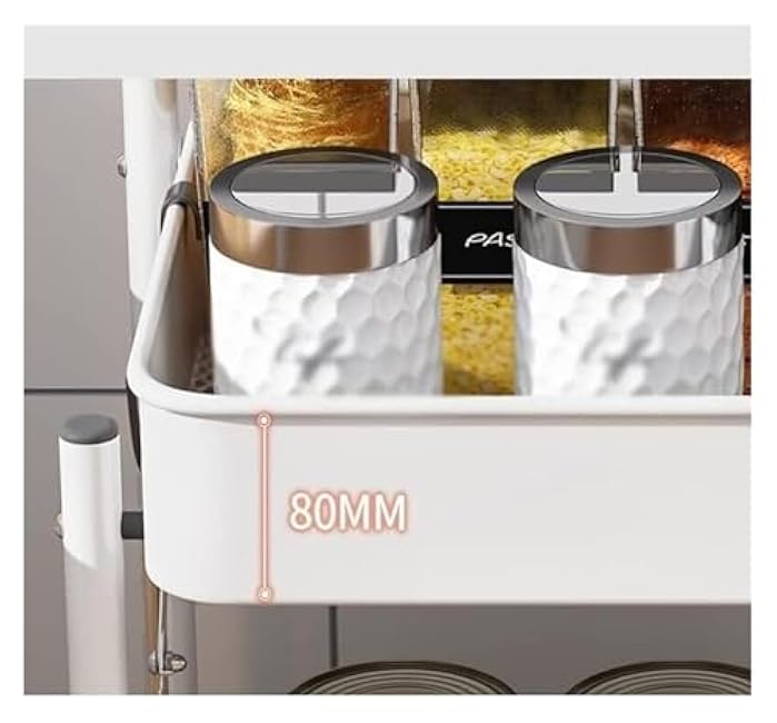 Storage Trolley,Utility Cart Rolling Cart Kitchen Storage Cart 3 Tier Folding Trolley with Wheeled Metal Kitchen Storage Cart Rolling Cart Utility Cart(White)-fQ7pSq0s