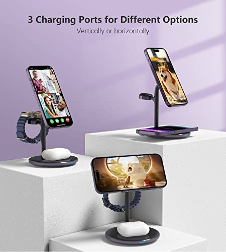 Image of XooFly 3 in 1 Magnetic Wireless Charging Station for Apple Devices,15W