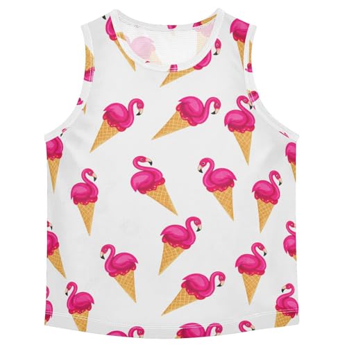 J JOYSAY Flamingo Icecream Cone Boys Tank Top Sleeveless Muscle Shirts Quick Dry Kids T-Shirts 3-15T