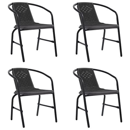 Yunir 4 Sillas de Jardín Apilables, Sillas de Ratán para Conversación de Patio Al Aire Libre, Sillas de Ocio para Comedor Interior y Exterior para Jardín, Balcón, Patio, Césped, Sala