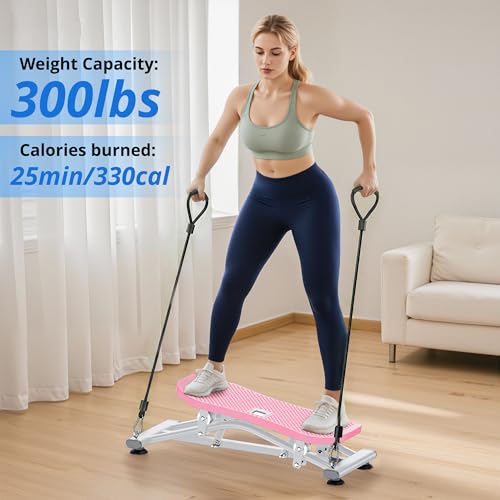 Image of RYGEO Balance Board with Resistance Bands, Versatile Rocking Stepper, Wobble Board Featuring LCD Monitor, 330 lbs High-Capacity Ski Twister Trainer for Full Body Exercise at Home