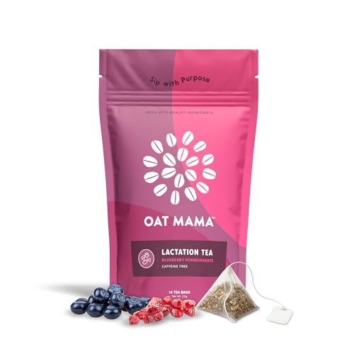 Image of Oat Mama Flavored Lactation Tea for Breastfeeding Moms - Fruity Blueberry Pomegranate Flavor | Breastfeeding Essentials for Milk Supply Increase | Organic Lactation Support & Postpartum Recovery