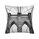  Cuscino quadrato morbido con ponte di Brooklyn, per divano, camera da letto, soggiorno, letto, sedia, tinta unita