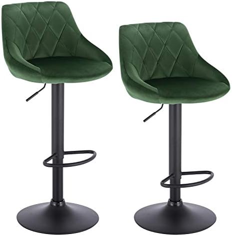 WOLTU Bar Stools Violet Bar Chairs Breakfast Dining Stools for Kitchen Island Counter Bar Stools Set of 2 pcs Leatherette Exterior, Adjustable Swivel Gas Lift, Steel Footrest & Base