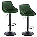 WOLTU BH219dgn-2 Coppia Sgabelli da Bar Moderni Girevoli Sedia Cucina Alta con Schienale Quadrato Senza Braccioli Altezza Regolabile in Velluto Verde Scuro