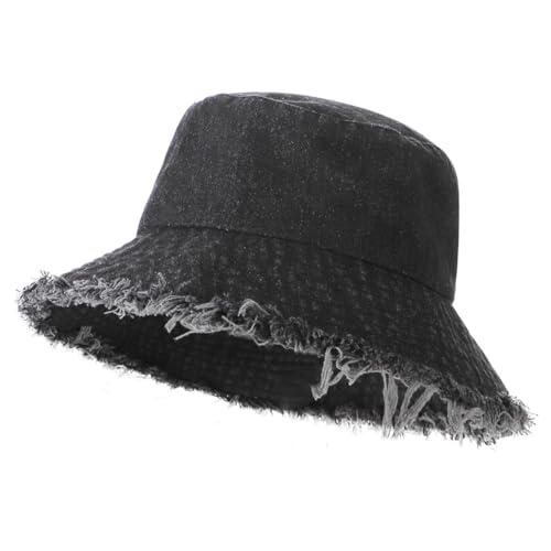 Women Denim Bucket Girl Vintage Tassel Fisherman Hat Wide Brim Sun Hat Korean Fashion Summer Bucket for Beach Travel Outdoor3
