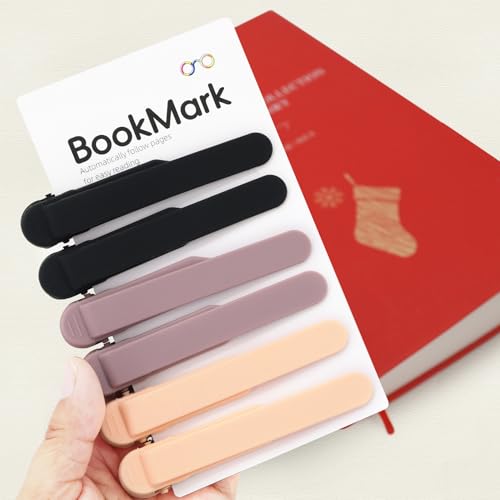 Image of SMUK 6pcs Automatic Bookmark, Silicone Book Marks for Reading Women, Men, Kids, Book Lovers, Cute Unique Book Markers for Reading, Reading Accessories Gifts for Book Lovers